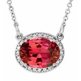 14K White Lab-Grown Ruby & .04 CTW Natural Diamond 16 1/2" Necklace