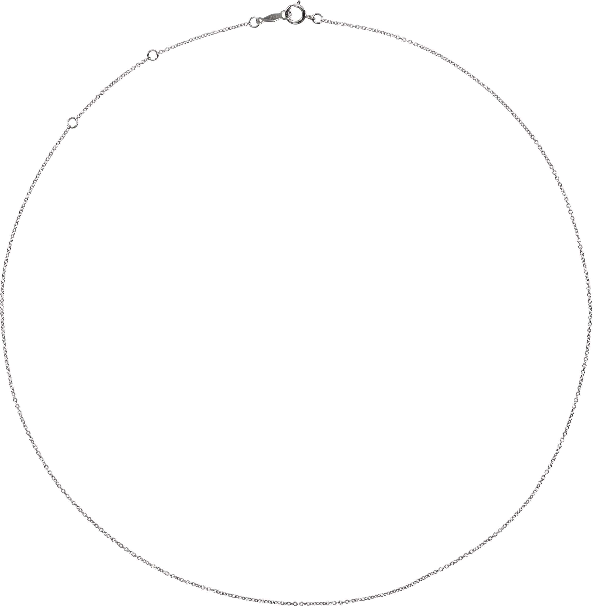 14K White Gold 1 mm Adjustable Cable 16-18" Chain