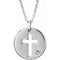 Sterling Silver .03 CT Natural Diamond Pierced Cross Disc 16-18