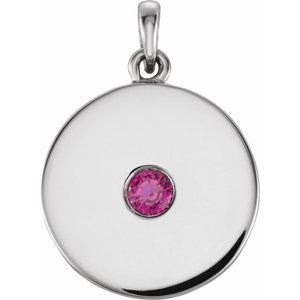 Platinum Lab-Grown Ruby Disc Pendant