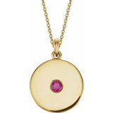 14K Yellow Natural Ruby Disc 16-18" Necklace