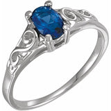 14K White September Youth Imitation Birthstone Ring