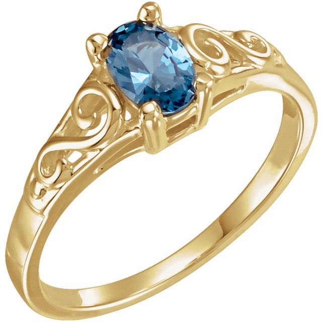 14K Yellow December Youth Imitation Birthstone Ring