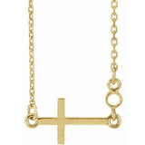 14K Yellow 2 mm Round Sideways Cross 16-18" Necklace Mounting