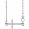 14K White 2 mm Round Sideways Cross 16-18