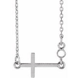 Sterling Silver 2 mm Round Sideways Cross 16-18" Necklace Mounting