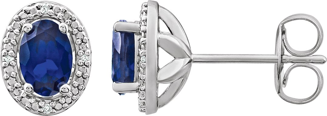 Oval 4-Prong Halo Style Earrings