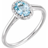 14K White 7x5 mm Natural Aquamarine & .03 CTW Natural Diamond Ring