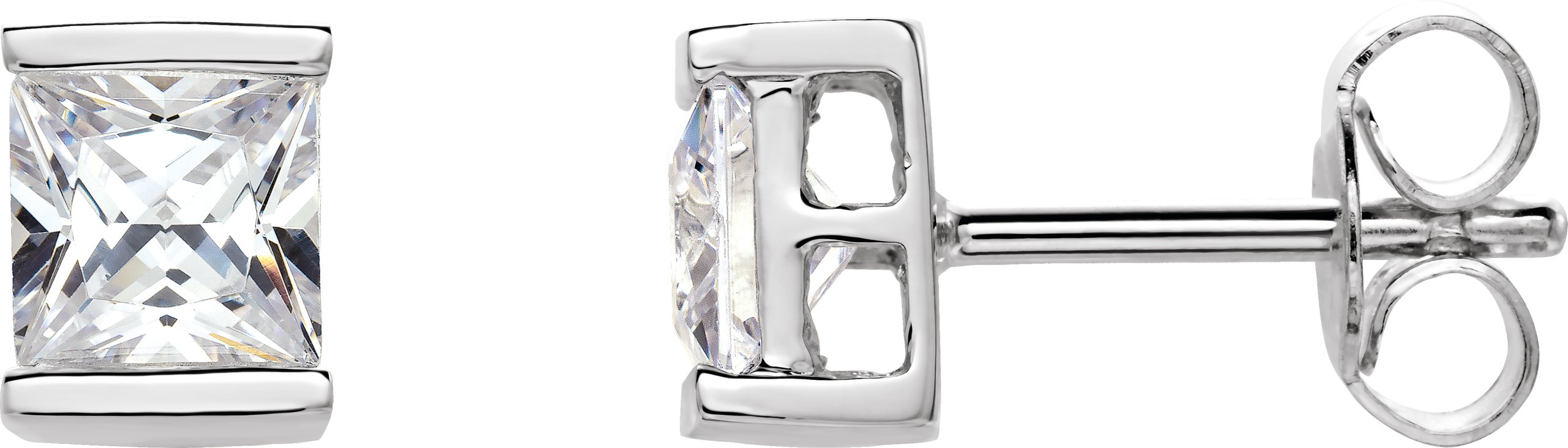 Square Channel Set Stud Earrings