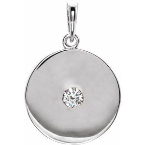 14K White 1/10 CTW Natural Diamond Disc Pendant