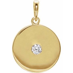 14K Yellow 1/10 CTW Natural Diamond Disc Pendant