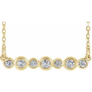 14K Yellow 1/5 CTW Natural Diamond Bezel Set Bar 16-18" Necklace