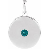 14K White Lab-Grown Alexandrite Disc Pendant