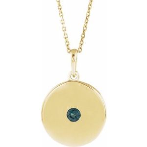 14K Yellow Lab-Grown Alexandrite Disc 16-18" Necklace