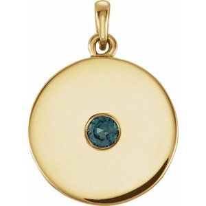 14K Yellow Natural Alexandrite Disc Pendant