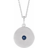 Sterling Silver Natural Blue Sapphire Disc 16-18" Necklace