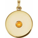 14K Yellow Natural Citrine Disc Pendant