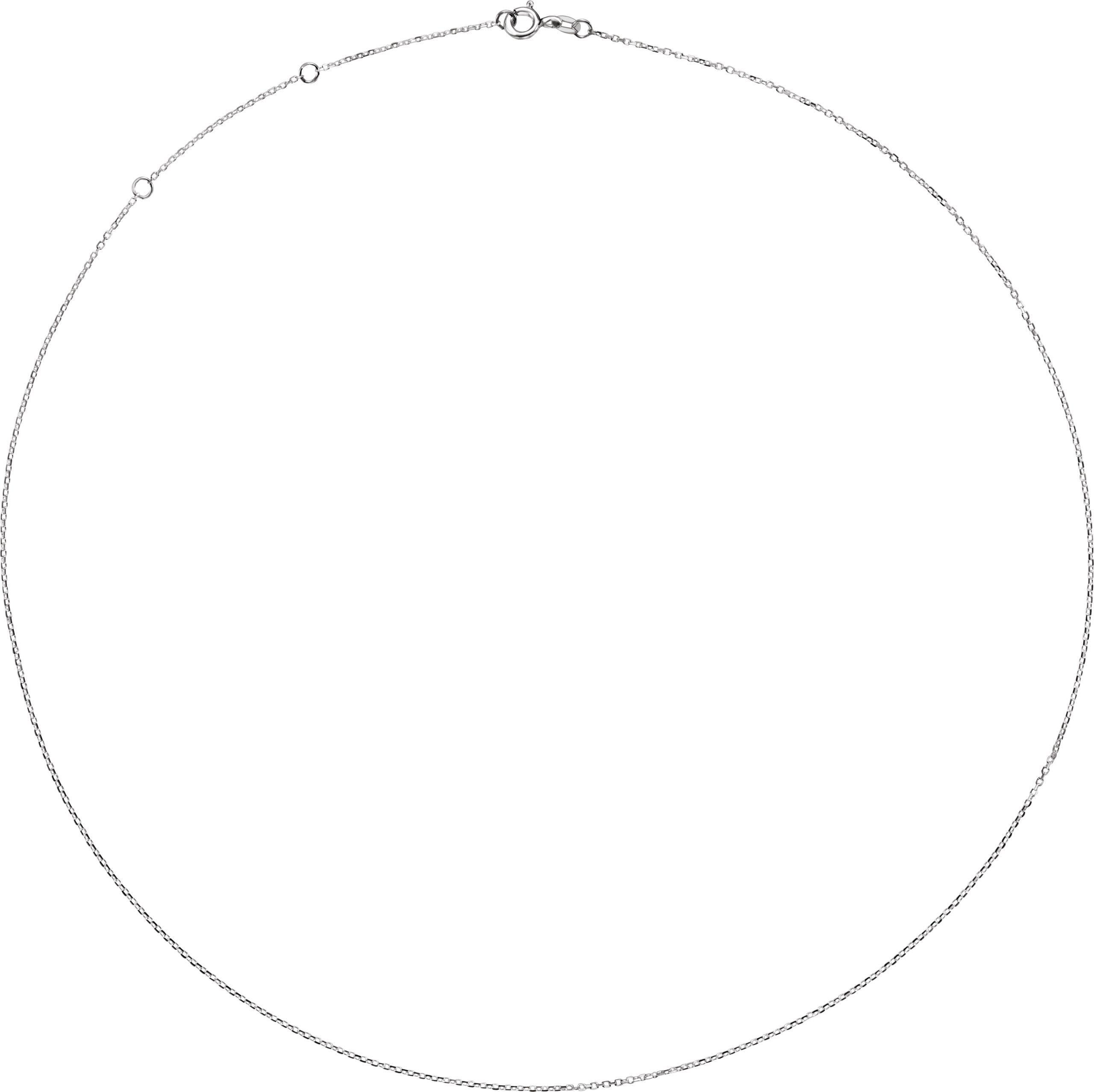 14K White Gold 1 mm Adjustable Diamond-Cut Cable 16-18" Chain