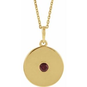 14K Yellow Natural Mozambique Garnet Disc 16-18" Necklace