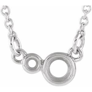 14K White 3 mm Round Accented Bezel Set 16" Necklace Mounting