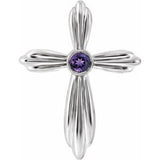 Platinum Natural Amethyst Cross Pendant