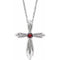 Platinum Natural Mozambique Garnet Cross 16-18