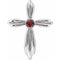 14K White Natural Mozambique Garnet Cross Pendant