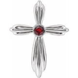 Platinum Natural Mozambique Garnet Cross Pendant