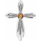 14K White Natural Citrine Cross Pendant