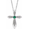 Sterling Silver Lab-Grown Emerald Cross 16-18