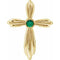 14K Yellow Natural Emerald Cross Pendant