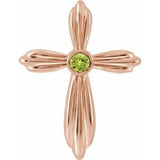 14K Rose Natural Peridot Cross Pendant