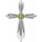14K White Natural Peridot Cross Pendant