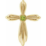 14K Yellow Natural Peridot Cross Pendant