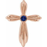 14K Rose Natural Blue Sapphire Cross Pendant