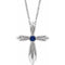 Sterling Silver Lab-Grown Sapphire Cross 16-18