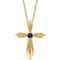 14K Yellow Natural Blue Sapphire Cross 16-18