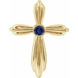 14K Yellow Lab-Grown Sapphire Cross Pendant