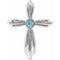 Platinum Natural Blue Zircon Cross Necklace