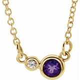 14K Yellow Natural Amethyst & .02 CTW Natural Diamond 16" Necklace