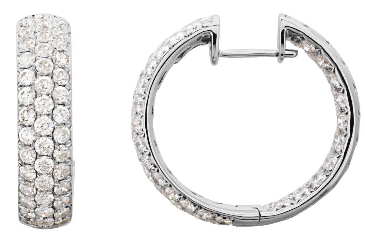 Pavé Style Inside-Outside Hinged Hoop Earrings