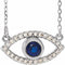 14K White Natural Blue Sapphire & Natural White Sapphire Evil Eye 18