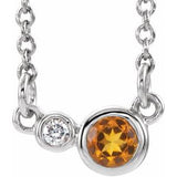 Sterling Silver Natural Citrine & .02 CTW Natural Diamond 16" Necklace