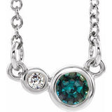 Sterling Silver Natural Alexandrite & .02 CTW Natural Diamond Semi-Set 16" Necklace