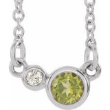 Platinum Natural Peridot & .02 CTW Natural Diamond 16" Necklace