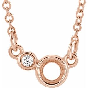 14K Rose 3 mm Round .02 CTW Natural Diamond Semi-Set 16" Necklace