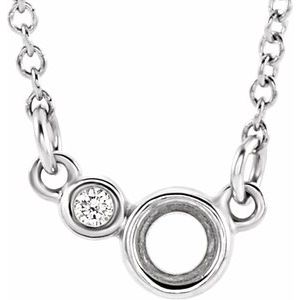 Platinum 3 mm Round .02 CTW Natural Diamond Semi-Set 16" Necklace