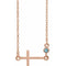 14K Rose Natural Aquamarine Sideways Cross 16-18