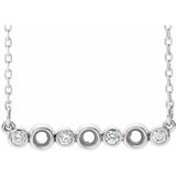 14K White .08 CTW Natural Diamond Semi-Set Bezel-Set Bar 16-18" Necklace