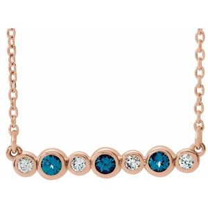 14K Rose Natural Alexandrite & .08 CTW Natural Diamond Bezel Set 16-18" Necklace